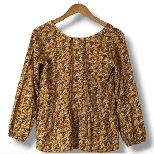 Patagonia Shallow Moon Flowy Boho Floral Blouse Mountain Cranberry Glyph Gold XS - Picture 1 of 8