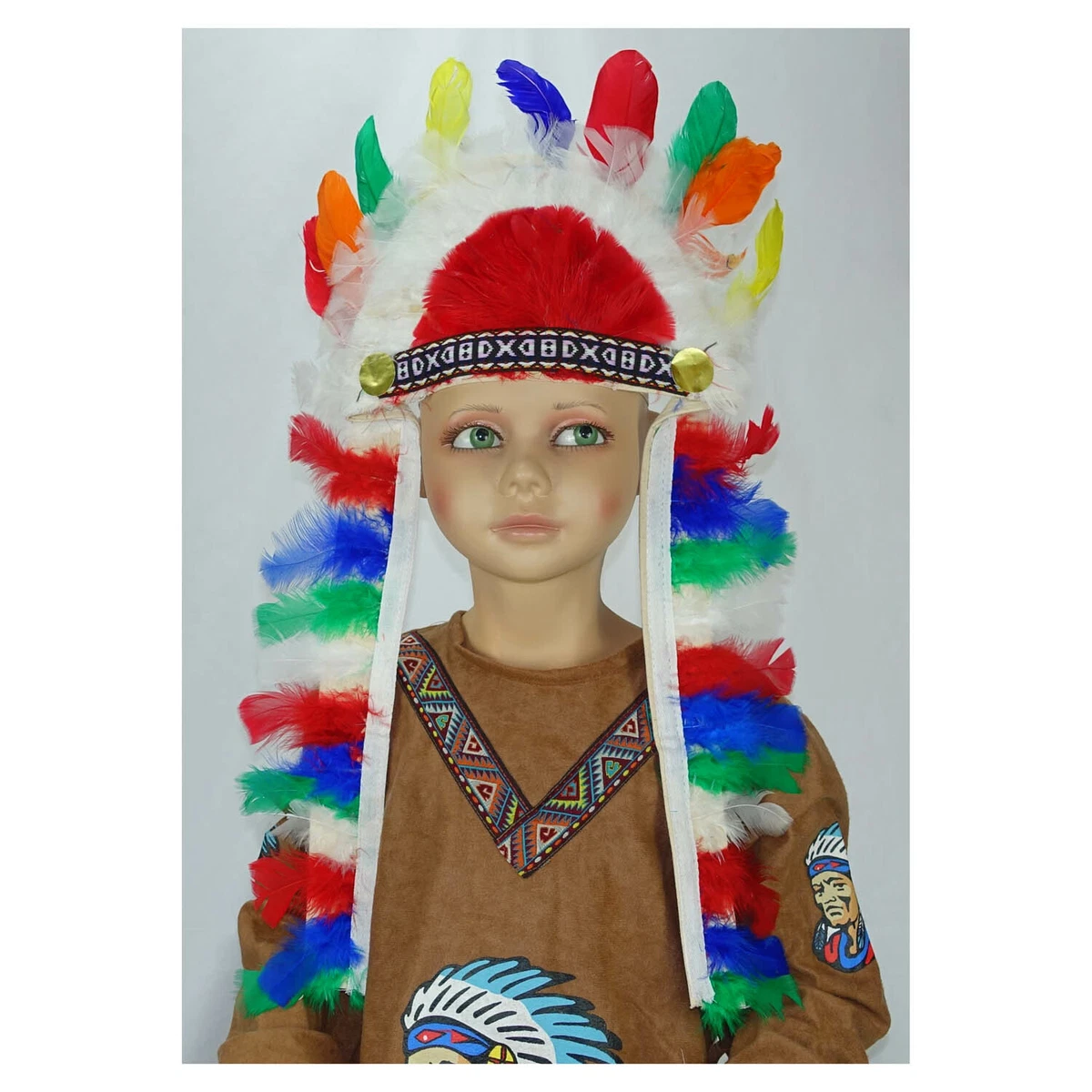 NET TOYS Indianerin Stirnband Mit Federn & Perlen – Pocahontas Haarband Für Karneval, Mottoparties, Erwachsene