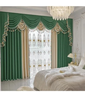 American thick luxury velvet green cloth blackout curtain valance drape C1457* - Picture 1 of 9