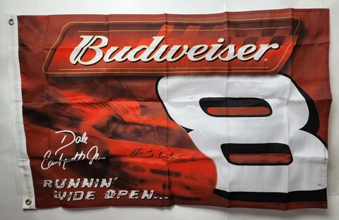 2000 Dale Earnhardt Jr. Nascar # 8 Budweiser Flag 26X41 RUNNIN WIDE OPEN Cover
