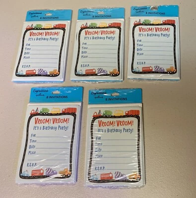 40 New Hallmark Birthday Party Invitations & Envelopes Kids Vehicles - Image 1 of 3