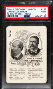 PL9-1 Cincinnati GM, White-House President Cards, #18B Garfield Arthur PSA 9 Mnt - Picture 1 of 2