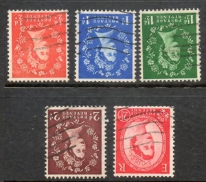 QEII 1952 SG515wi - SG519wi Wilding Tudor Crown Inverted Watermark Set of 5 used - Picture 1 of 1