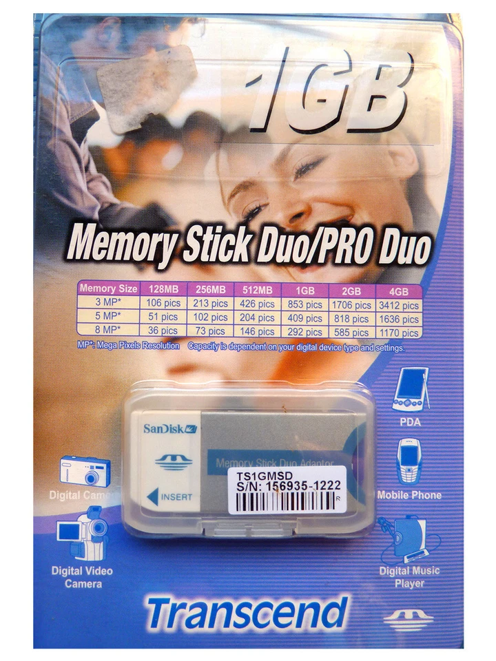 TARJETA MEMORIA MEMORY STICK PRO DUO 1GB TRANSCEND - Immagine 1 di 1
