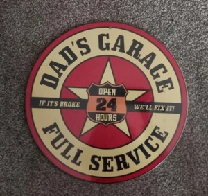 DAD'S GARAGE HEAVY METAL SIGN 14 INCH  SHOP GARAGE HOME COLLECTIBLE OFFICE - Picture 1 of 1