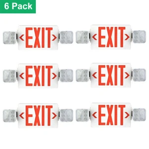 6 pack UL LED Emergency Exit Sign Light , AC 120V/277V Dual LED Lamp ABS - Picture 1 of 11