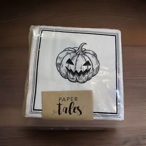 Paper Tales Halloween Napkins White With Jack O Lantern 40 Pack