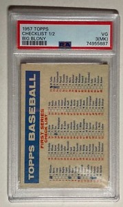1957 Topps Baseball Checklist 1/2 (Big Blony) - RARE JUST GRADED PSA 3 VG
