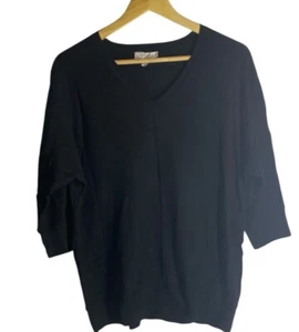 Nordstrom Women’s Black 100% Cashmere 3/4 Sleeve Sweater Large - Picture 1 of 5