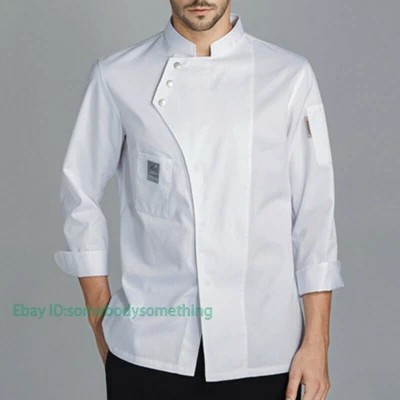Men Summer Chef Thin Breathable Kitchen Restaurant Hotel Work Coat Jacket S-6XL - Image 1 of 4