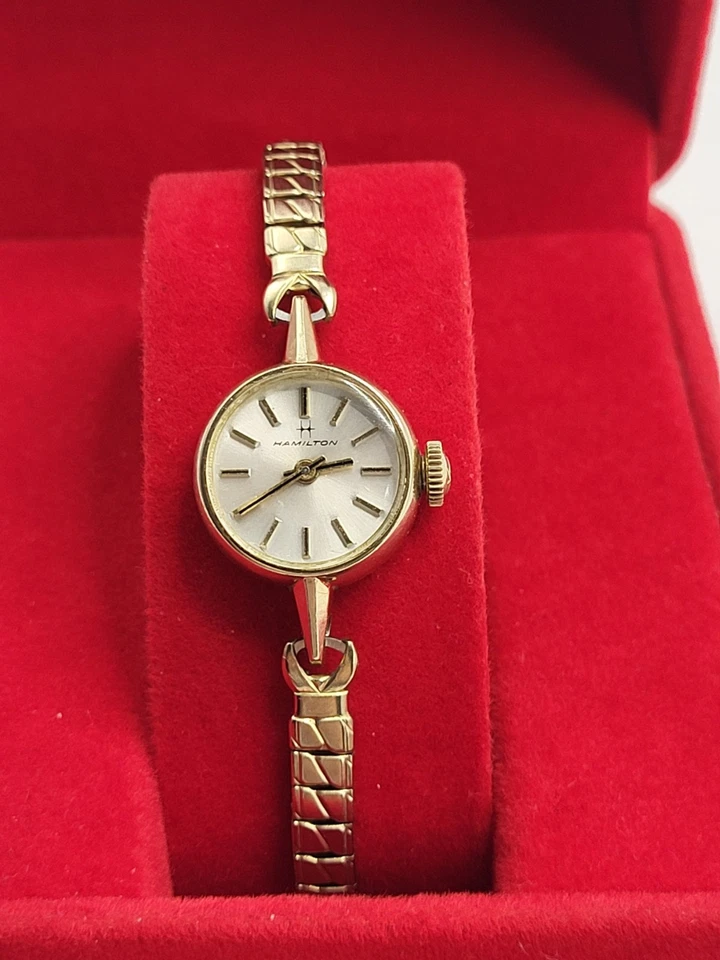 [N. ESTADO PERFEITO] Relógio Hamilton Suíço Vento Manual 10K BANHADO A OURO Moldura Modelo 828677 - Imagem 1 de 4