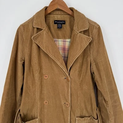 Chaqueta Abercrombie Fitch Mujer Pana Doble Pecho Cinturón Tostado Mediana Foto 1 de 4