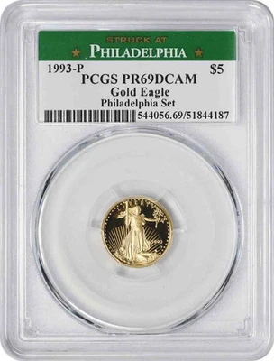 1993-P $5 American Gold Eagle Philadelphia Set PR69DCAM PCGS - Image 1 of 2