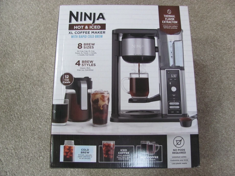 Ninja Hot & Iced XL 12 Cup Coffee Maker with Rapid Cold Brew - CM371 Black