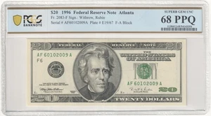 1996 $20 Federal Reserve Note Fr-2083-F Atlanta PCGS68 Superb Gem PPQ - Picture 1 of 2