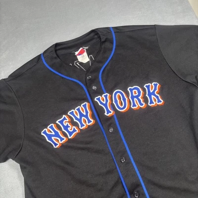 New York Mets Jersey Mens 2XL Black Blue MLB Baseball Piazza 31 Majestic USA - Image 1 of 4