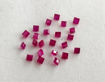20pcs Bulk Lot 1.00 Carats Natural Burma Ruby 2 mm Square Cut Loose Gemstones P0 - Image 1 of 4