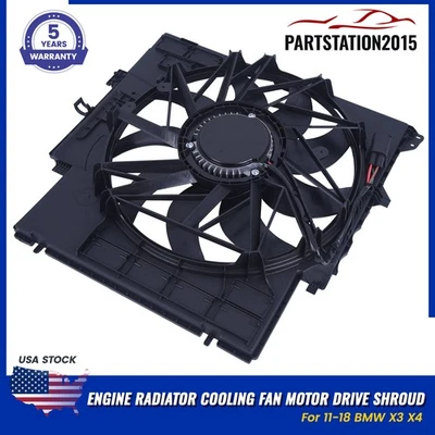 Engine Radiator Cooling Fan Motor Drive Shroud For 11-18 BMW X3 X4 17427560877 - Image 1 of 4