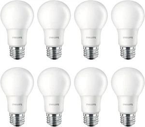 Philips A19 Led Light Bulbs 8 Pack Soft White 2700K Non Dimmable Energy Effic... - Picture 1 of 9