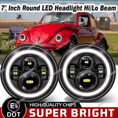 2x Faros LED redondos de 7 pulgadas Halo de haz alto/bajo DRL para VW Beetle A++ 1950-1979 Foto 1 de 4