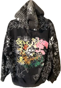 De Colección Gama Sudadera con Capucha Calavera Graffiti Estampado y Bordado Talla L Grunge Y2K LEER - Imagen 1 de 8