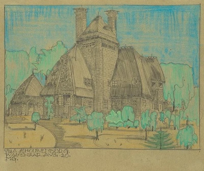 M. GEWIN (1900-1976), Schouwenburg in Wassenaar, Holland,  1920, Aquatinta - Bild 1 von 4