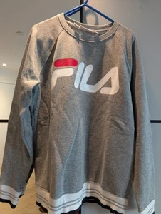 Felpa Fila scintillante manica lunga camicia top grigio girocollo grande L. Prezzo consigliato £50 - Foto 1 di 6