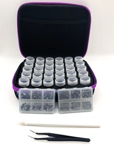 *NEU* Perlen Aufbewahrungsbox Organizer Kunst Hot Fix Strass "Hämatit" schwarz 6616 - Bild 1 von 7