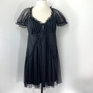Vestido Lencería Negro Urban Outfitters XL Gasa Manga Abullonada Bruja Gótico Crepúsculo - Imagen 1 de 11