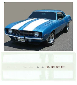 1969 Camaro Z/28 Maßstab 1:64 Aufkleber in weiß oder schwarz AFX Tyco Lifelike Autoworld - Bild 1 von 1