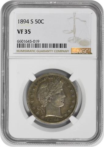 1894-S Barber Silver Half Dollar VF35 NGC Cover