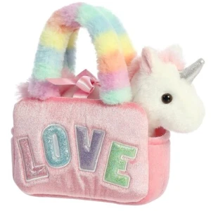 Fancy Pals Unicorn Pink Love Bag 8"/20cm Soft Plush Toy Aurora - Bild 1 von 3