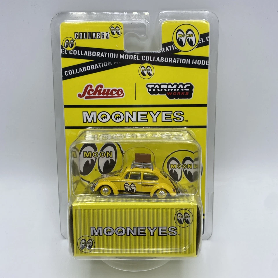Tarmac Works X Schuco 1 64 2021 Collab64 Yellow Volkswagen Beetle Bug Mooneyes