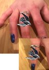 B15 Stooping Falcon Pewter On A Ladies Dangle Charm Ring Handmade In Uk Gift