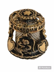 Vintage Metal Thimble "Guardian Angels Watch Over Us" Made in Spain Spinner  - Picture 1 of 6