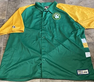 Boston Celtics NEW MAJESTIC HARDWOOD CLASSIC THROWBACK NBA warmup - Image 1 of 3