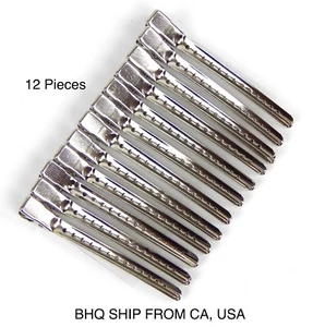 Metal Duck Bill Professional Sectioning Clips Barber Hair Cutting Clips 12 Pcs - Picture 1 of 3