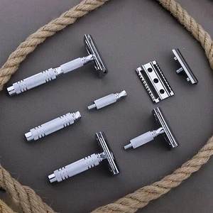 Heavy Duty Double Edge Razor 4 Pieces Best Travelling Stainless Steel Silver - Picture 1 of 7