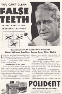 1941 Polident: You Can’t Clean False Teeth Vintage Print Ad - Picture 1 of 1