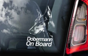 DOBERMANN Car Sticker, Doberman K9 Dog Window Sign Bumper Decal Gift Pet - V1 - Picture 1 of 1