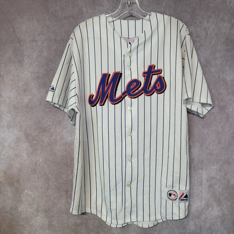 Vintage Majestic New York Mets David Wright 5 Pinstripe White Jersey Men XL Sewn Cover