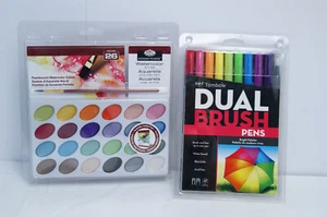 Tombow Dual Brush Pen Bright Set & Royal Langnickel Aquarell Perlglanz Set - Bild 1 von 9