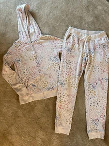 Girls Foral Print Hoodie With Matching Sweatpants From Oshkosh, Size 14 - Picture 1 of 3