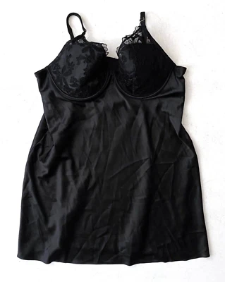 Victoria's Secret Nwt Gold Black Embroidered Underwire Satin Slip XXL 2XL - Image 1 of 3