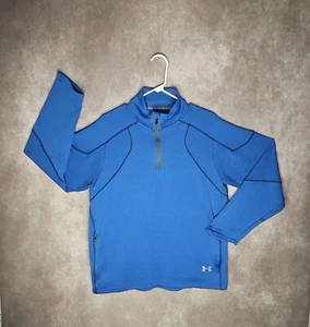 Under Armour Pullover Sweater Mens Large Blue Quarter Zip Long Sleeves Pockets - Picture 1 of 8