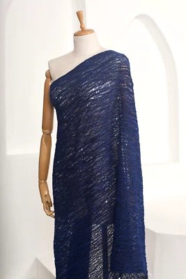 Indigo Blue Unique Natural Fabrics:  Sheer, Textured Cotton Linen By 2 Meters. - Image 1 of 4