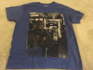 Star Wars Boys Blue Chewbacca Car Mechanic Short Sleeve Shirt Small 6 7 - Picture 1 of 5