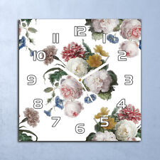 Horloge Murale Design En Verre 30x30 Brumeux Fleur Prairie Aquarelle Floral