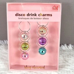 Dijes de bebida multicolores bola discoteca 6 unidades, nuevos - Imagen 1 de 2
