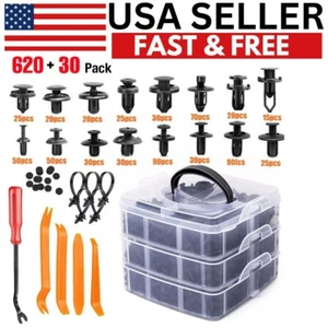 650 PCS Car Retainer Auto Fasteners Push Trim Plastic Clips Pin Rivet Bumper Kit - Imagen 1 de 12